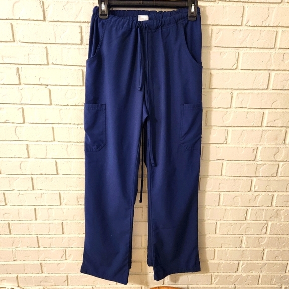 Womens Scrubs Navy Small TWO PAIRS Easy Stretch Brand - Picture 1 of 5